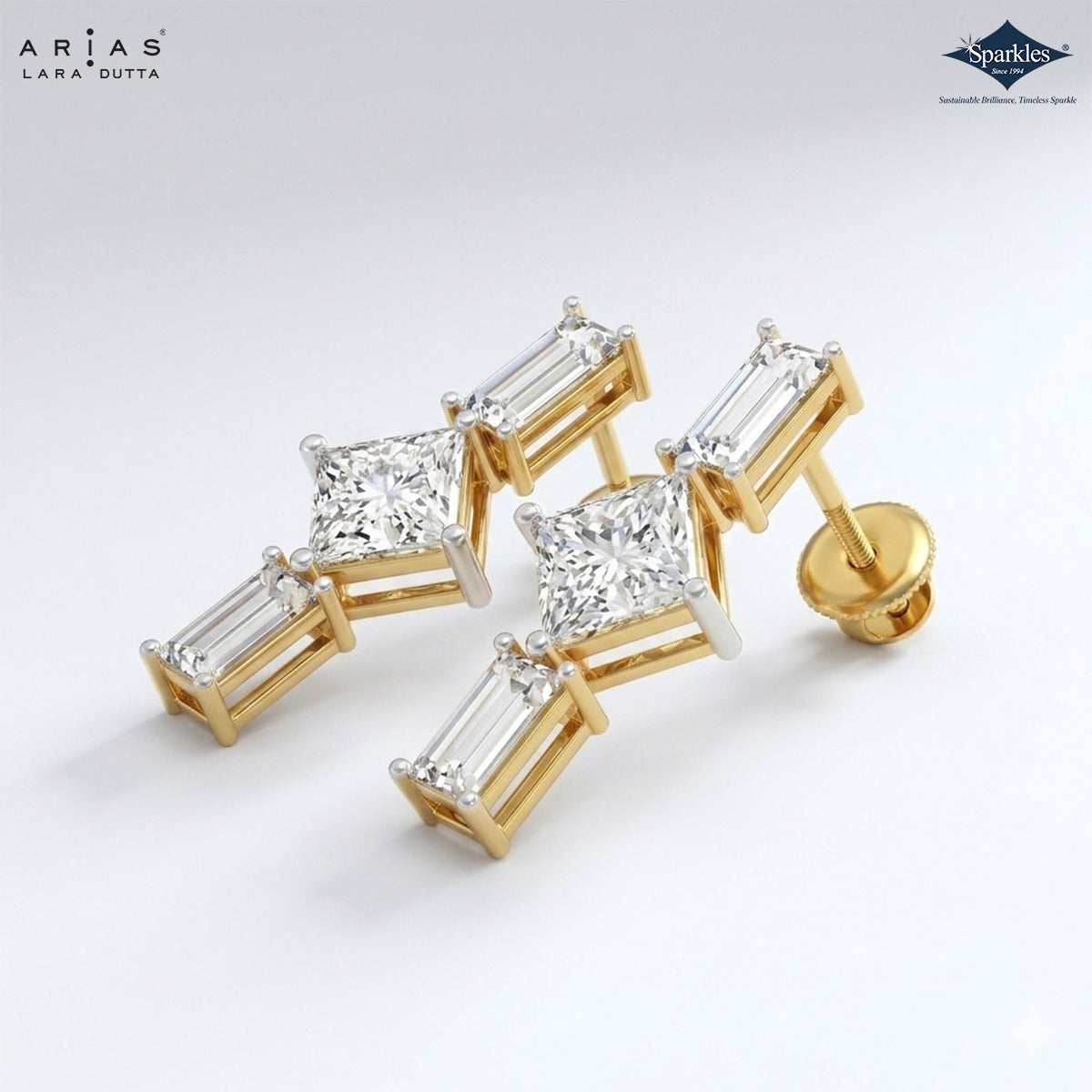 Arias by Lara Dutta Princess-Cut Diamond Linear Earring