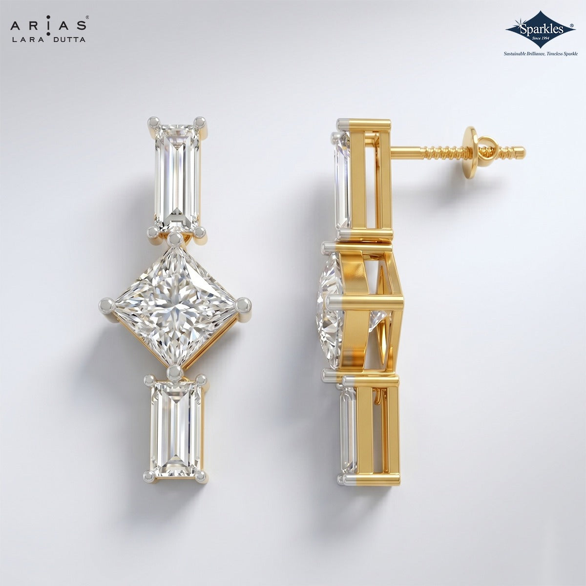 Arias by Lara Dutta Princess-Cut Diamond Linear Earring