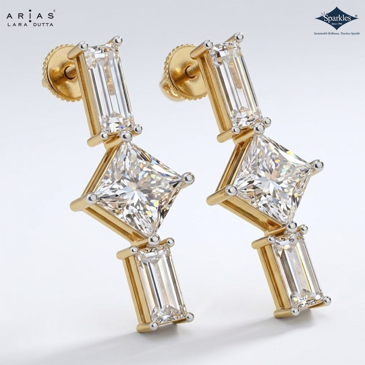 Arias by Lara Dutta Princess-Cut Diamond Linear Earring