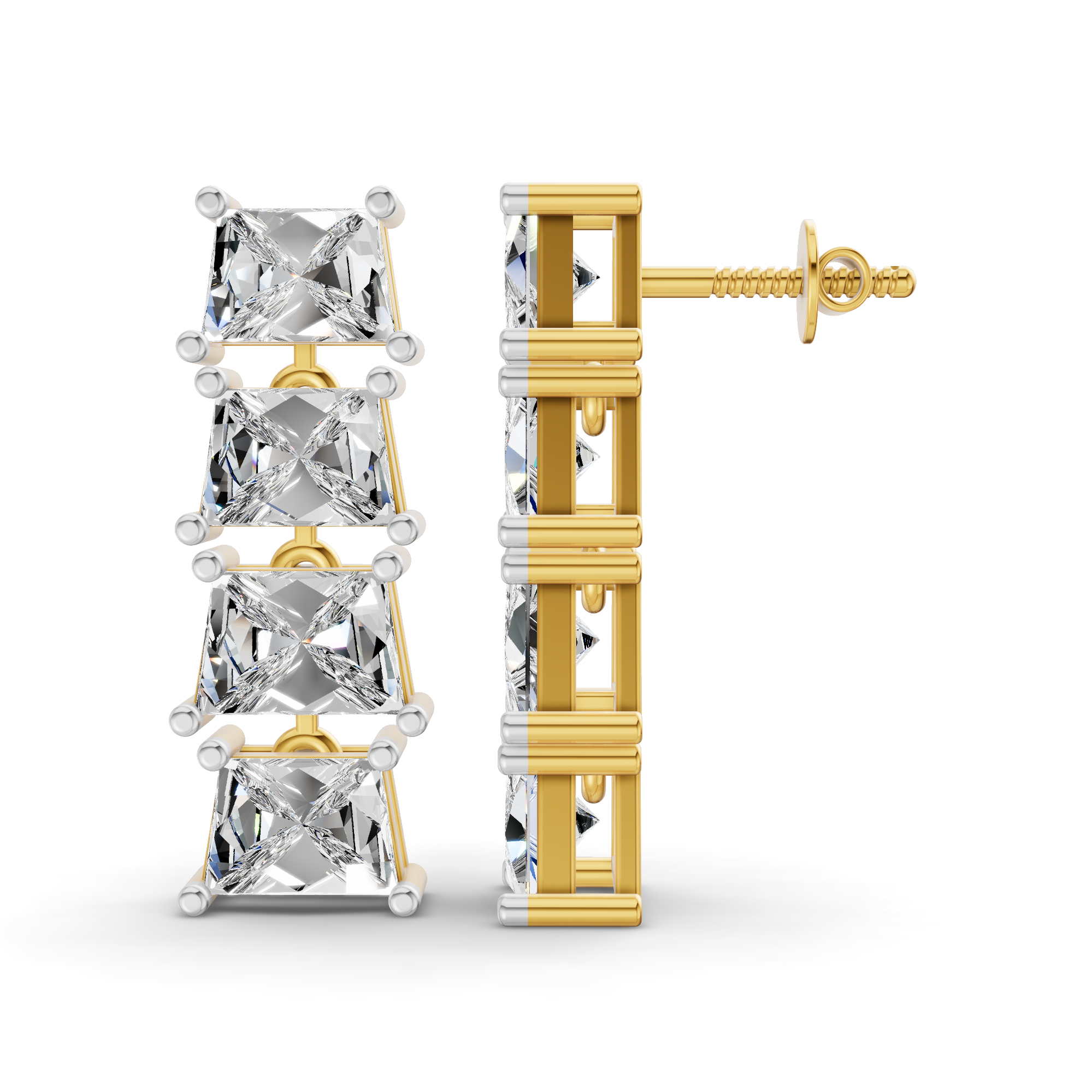 Sparkles Princess Cut Square Diamond Earring