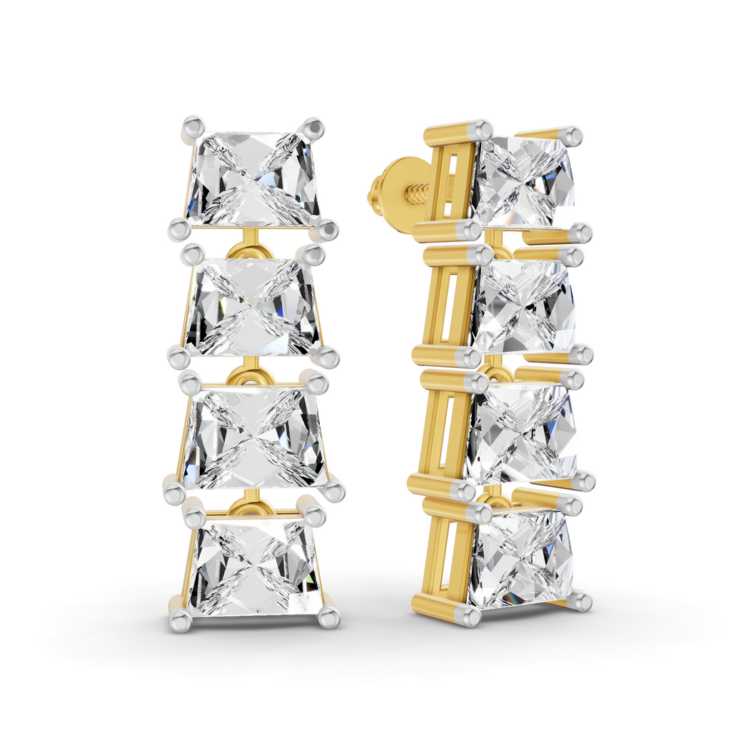 Sparkles Princess Cut Square Diamond Earring