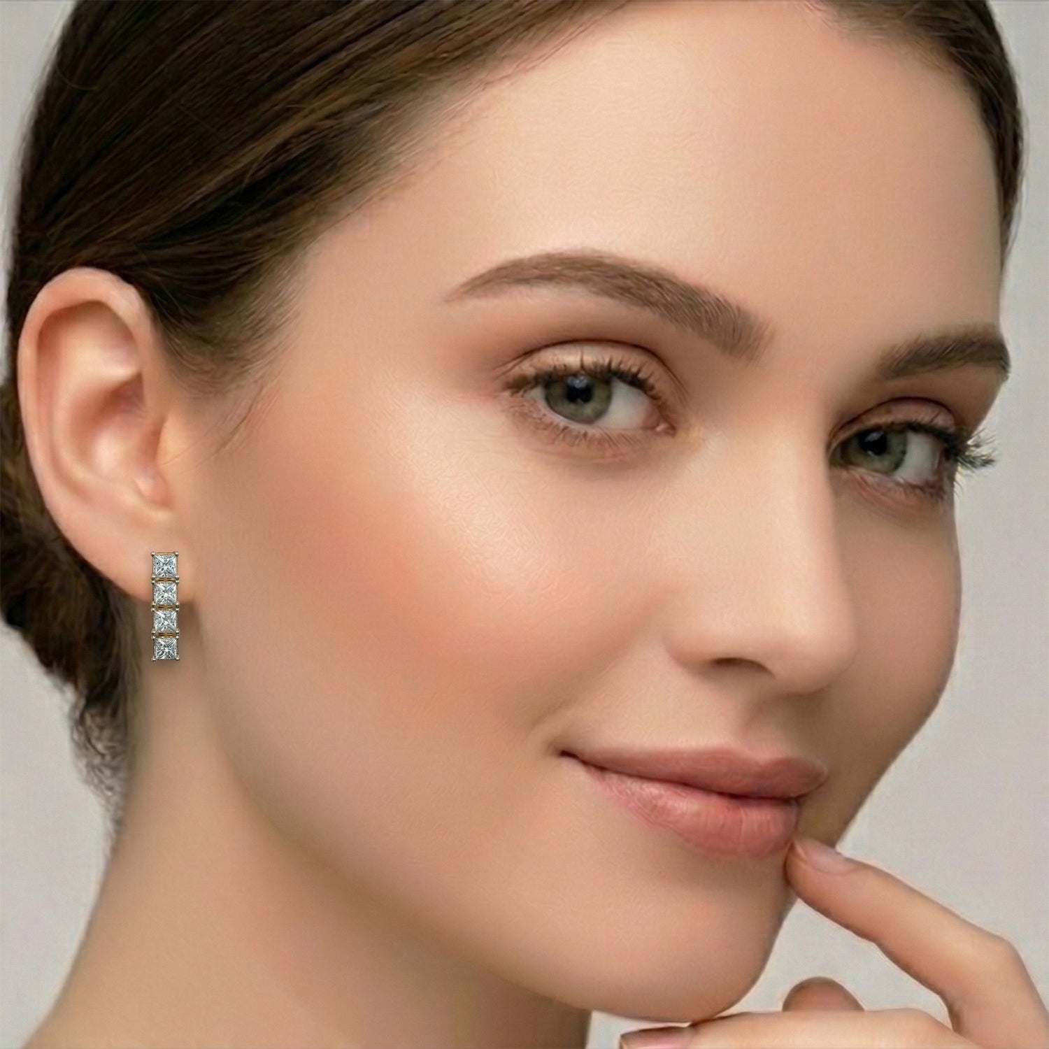 Sparkles Princess Cut Square Diamond Earring