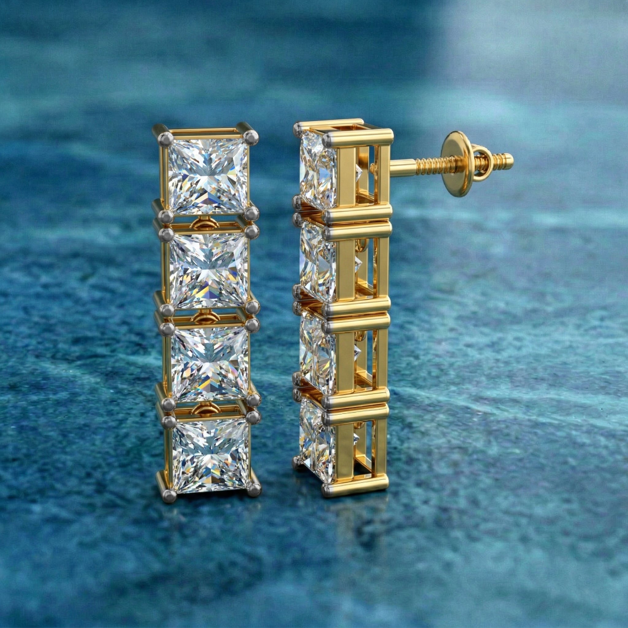 Sparkles Princess Cut Square Diamond Earring