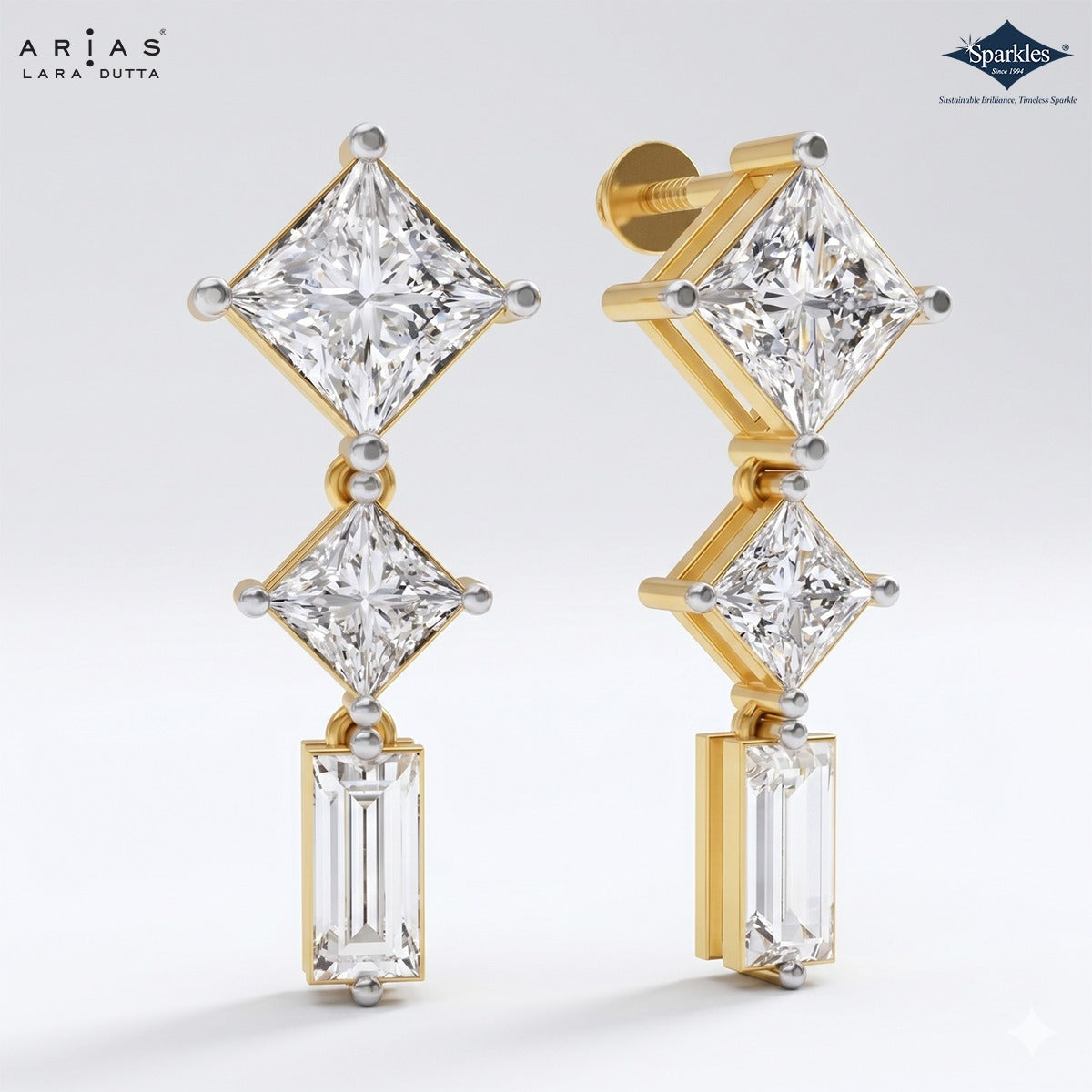 Arias by Lara Dutta Princesscut Diamond Linear Earring