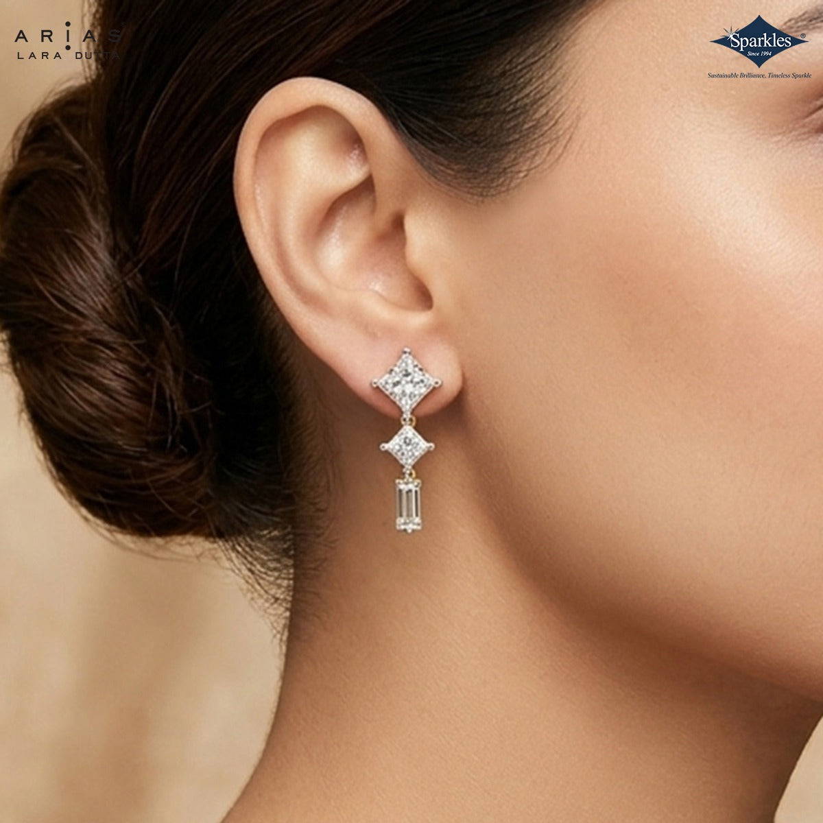 Arias by Lara Dutta Princesscut Diamond Linear Earring