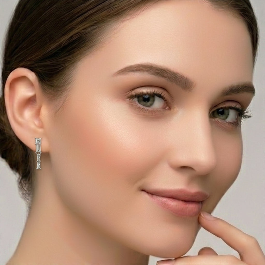 Sparkles Three Stone Drop Diamond Earring