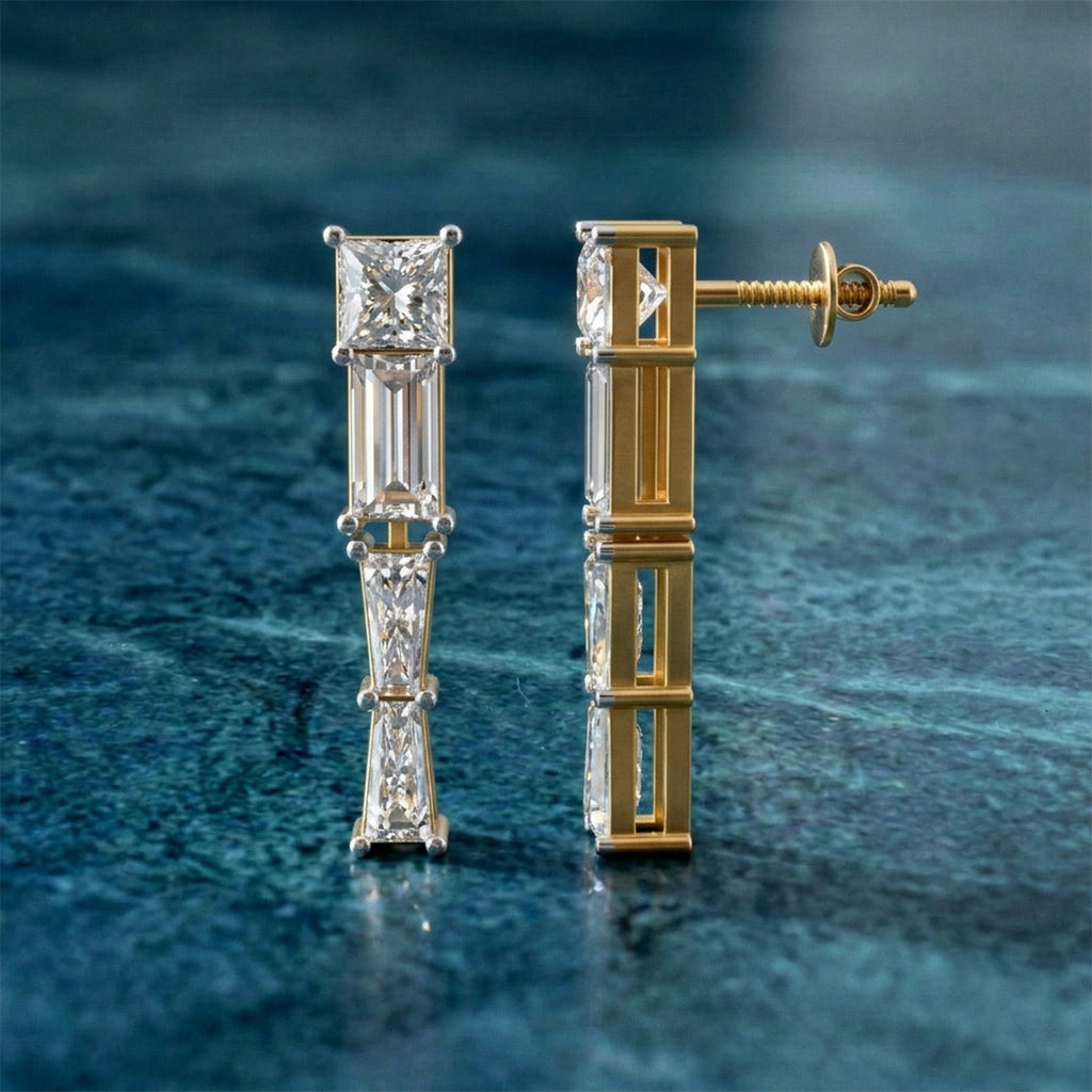 Sparkles Three Stone Drop Diamond Earring