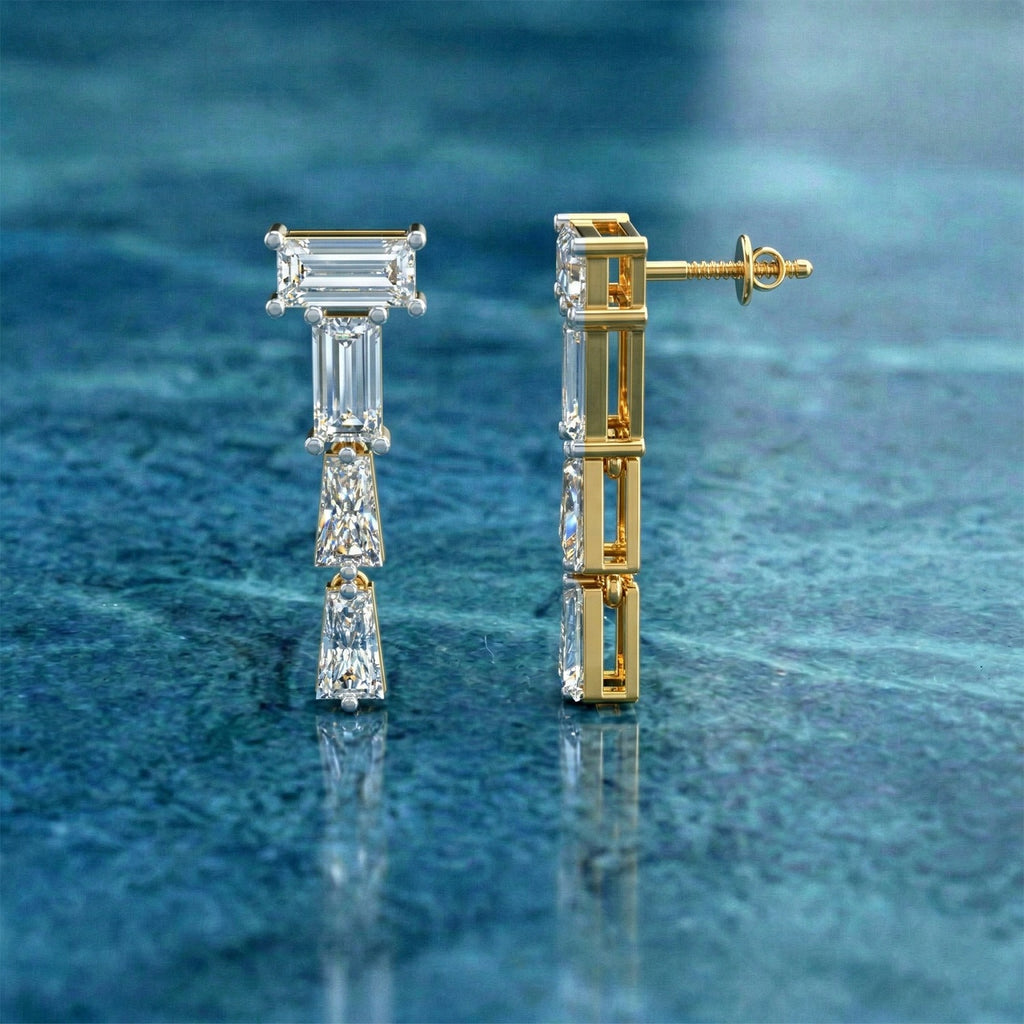 Sparkles Geometric Cascade Drop Diamond Earring