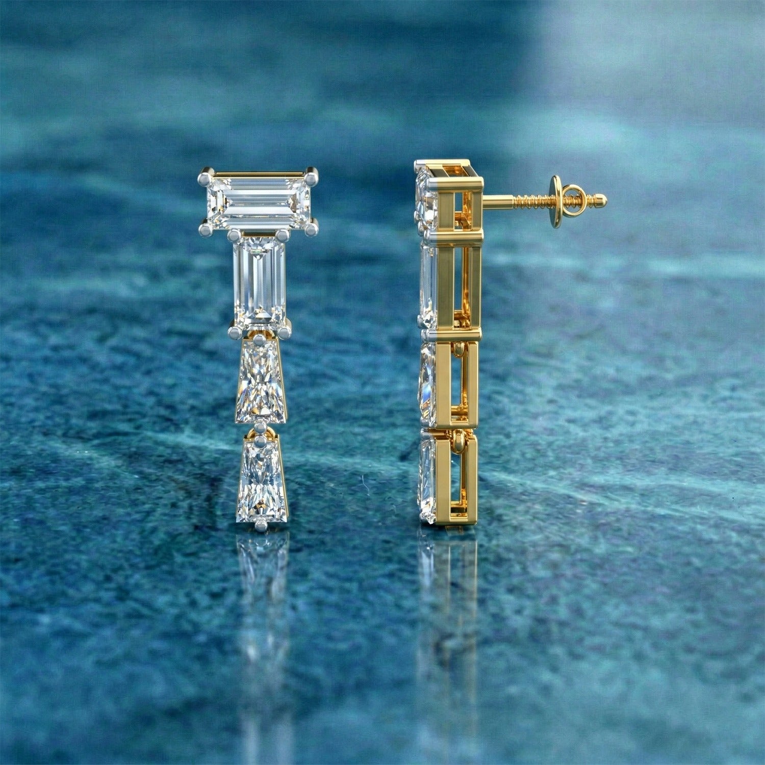 Sparkles Geometric Cascade Drop Diamond Earring
