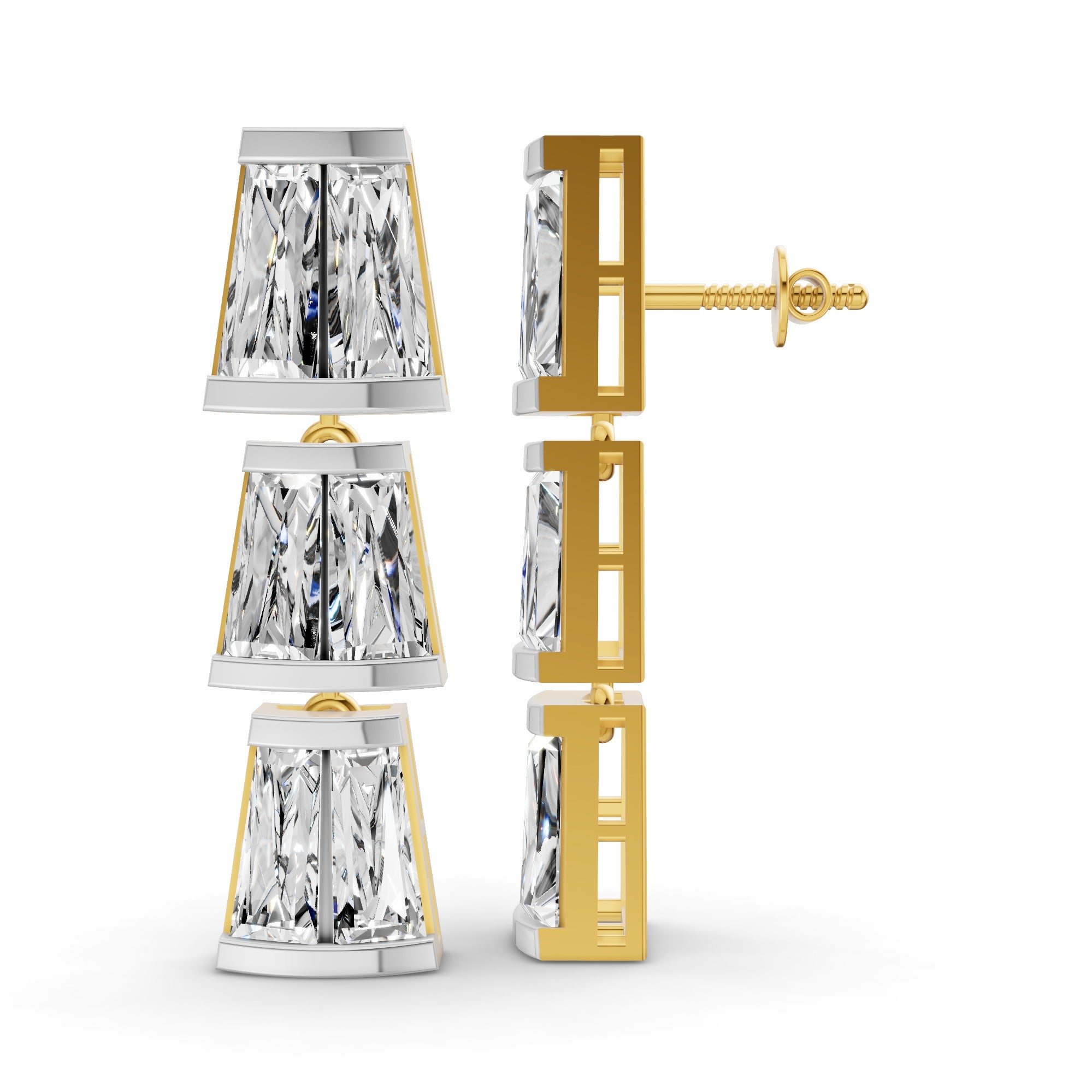 Sparkles Trilliant Cascade Drop Diamond Earring
