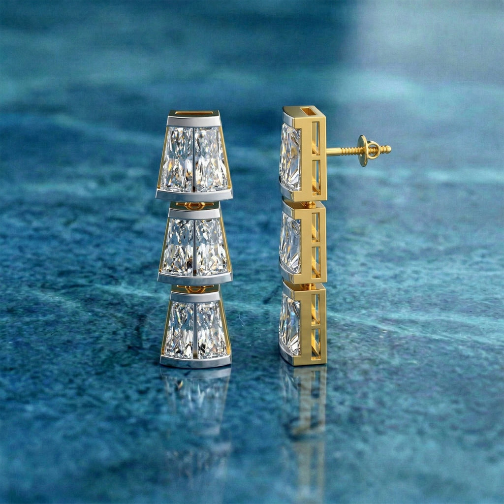 Sparkles Trilliant Cascade Drop Diamond Earring