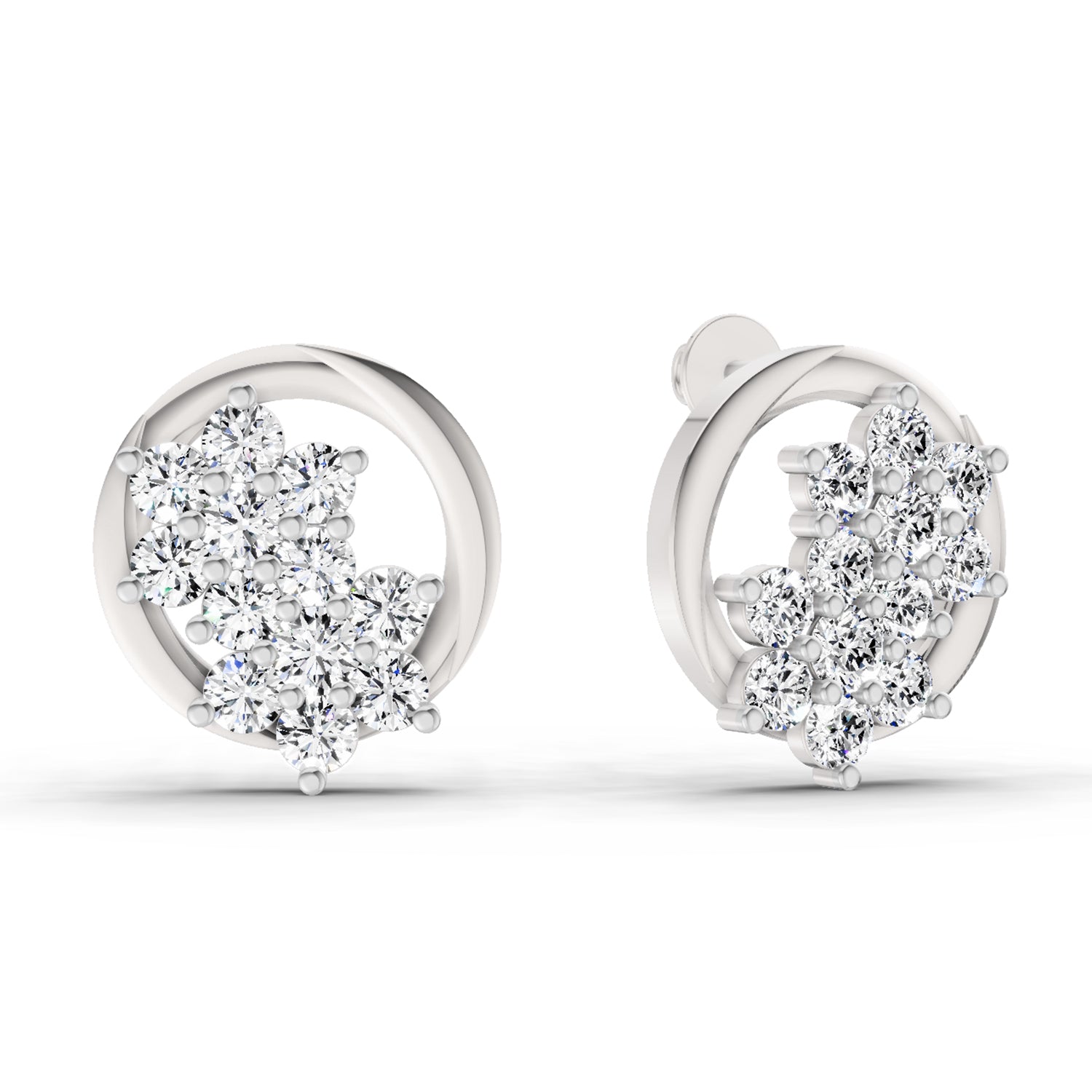 1.82 Ct Round Shape Cluster Diamond Earrings | 14K Rose Gold