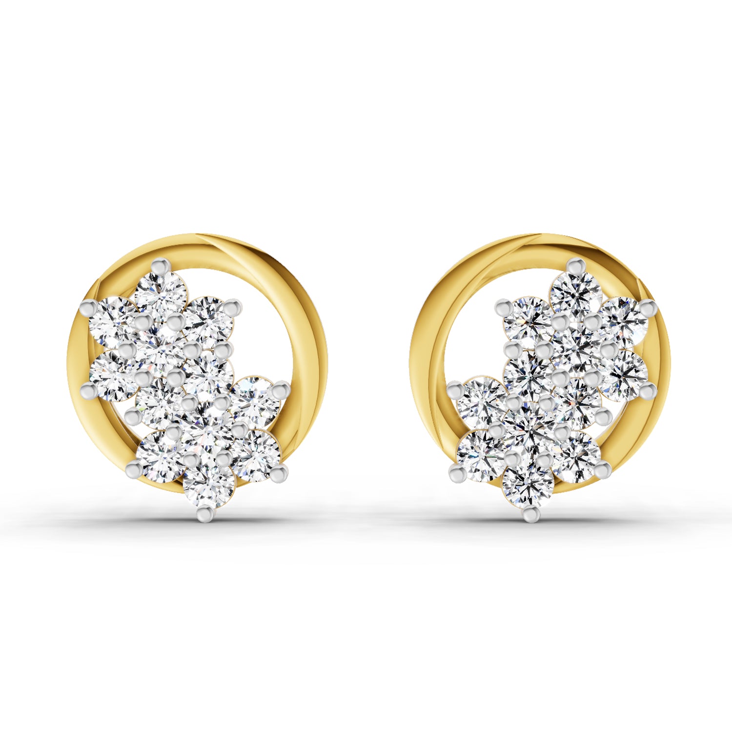 1.82 Ct Round Shape Cluster Diamond Earrings | 14K Rose Gold