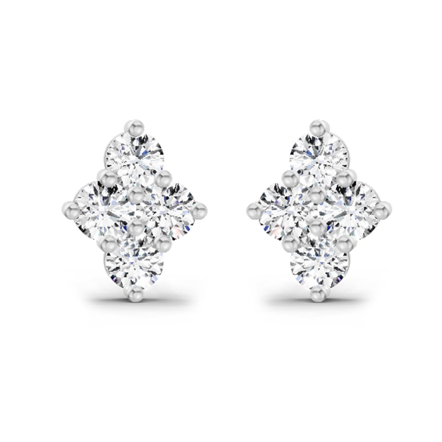 0.92 Ct Round Shape Cluster Diamond Stud Earrings | 14K Rose Gold