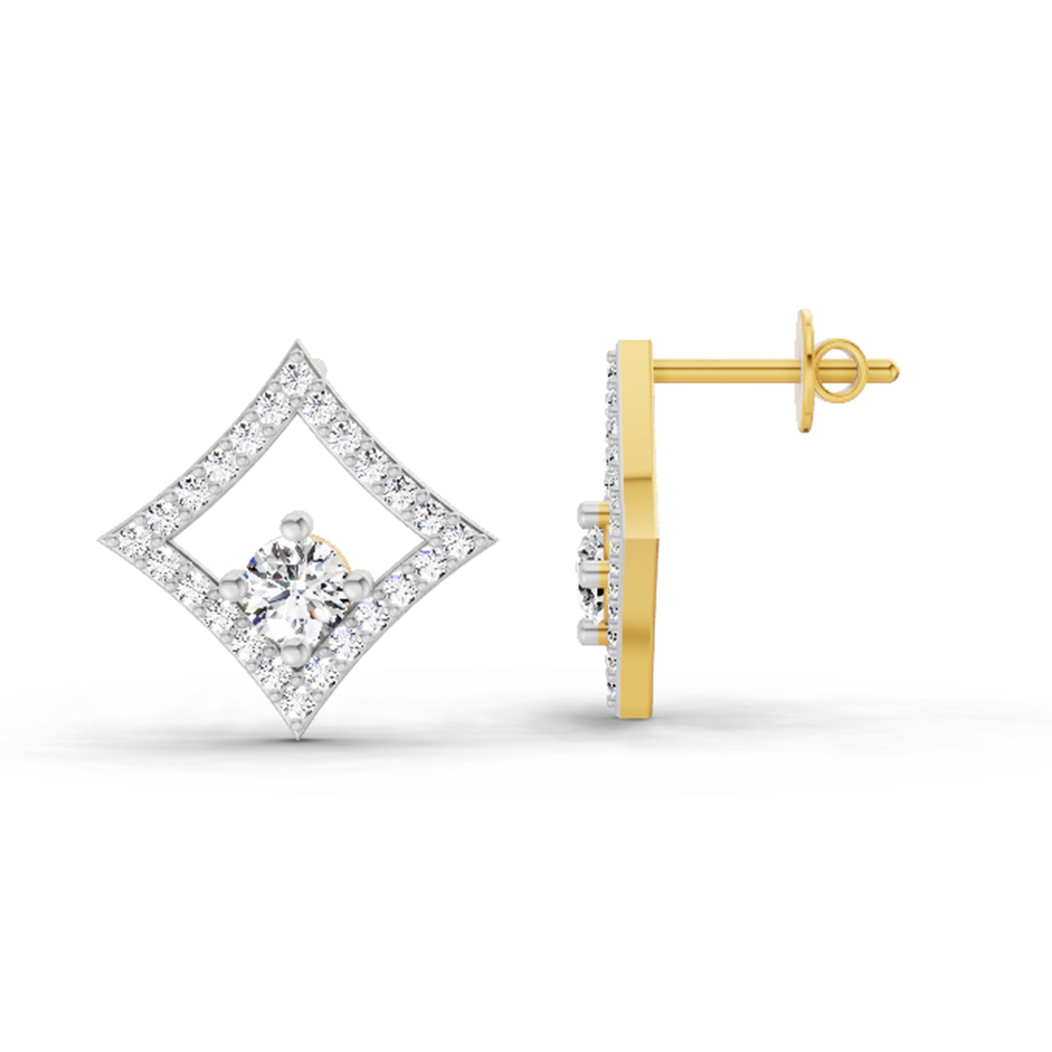 0.79 Ct Round Kite Stud Earrings | 14K Yellow Gold  FG VS Quality Diamonds