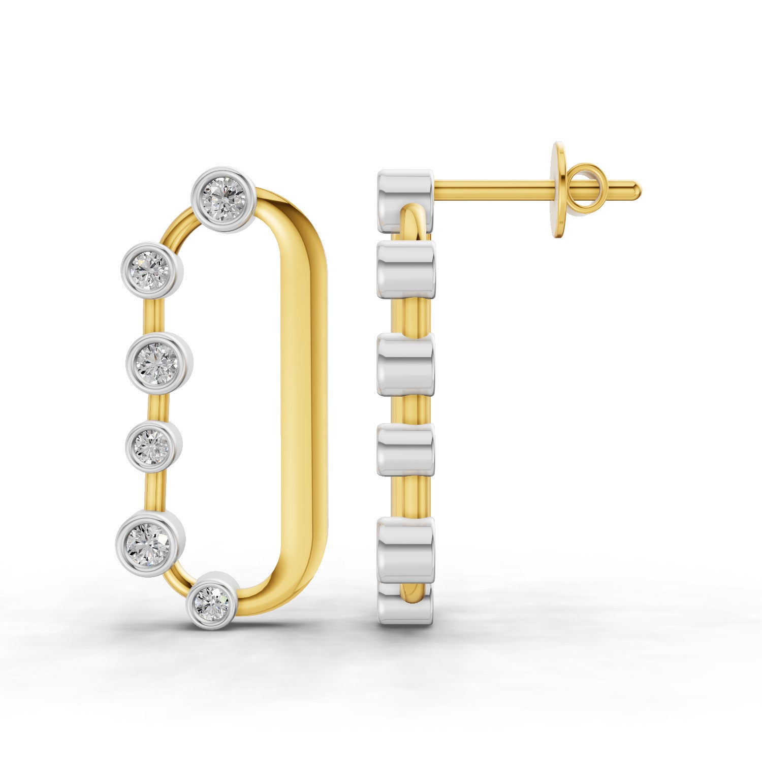 0.35 Round Shape| 925 Sterling Silver Gold Plated Oval Shape Stud Earrings