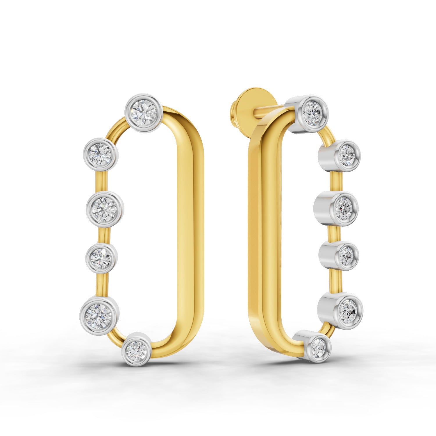 0.35 Round Shape| 925 Sterling Silver Gold Plated Oval Shape Stud Earrings