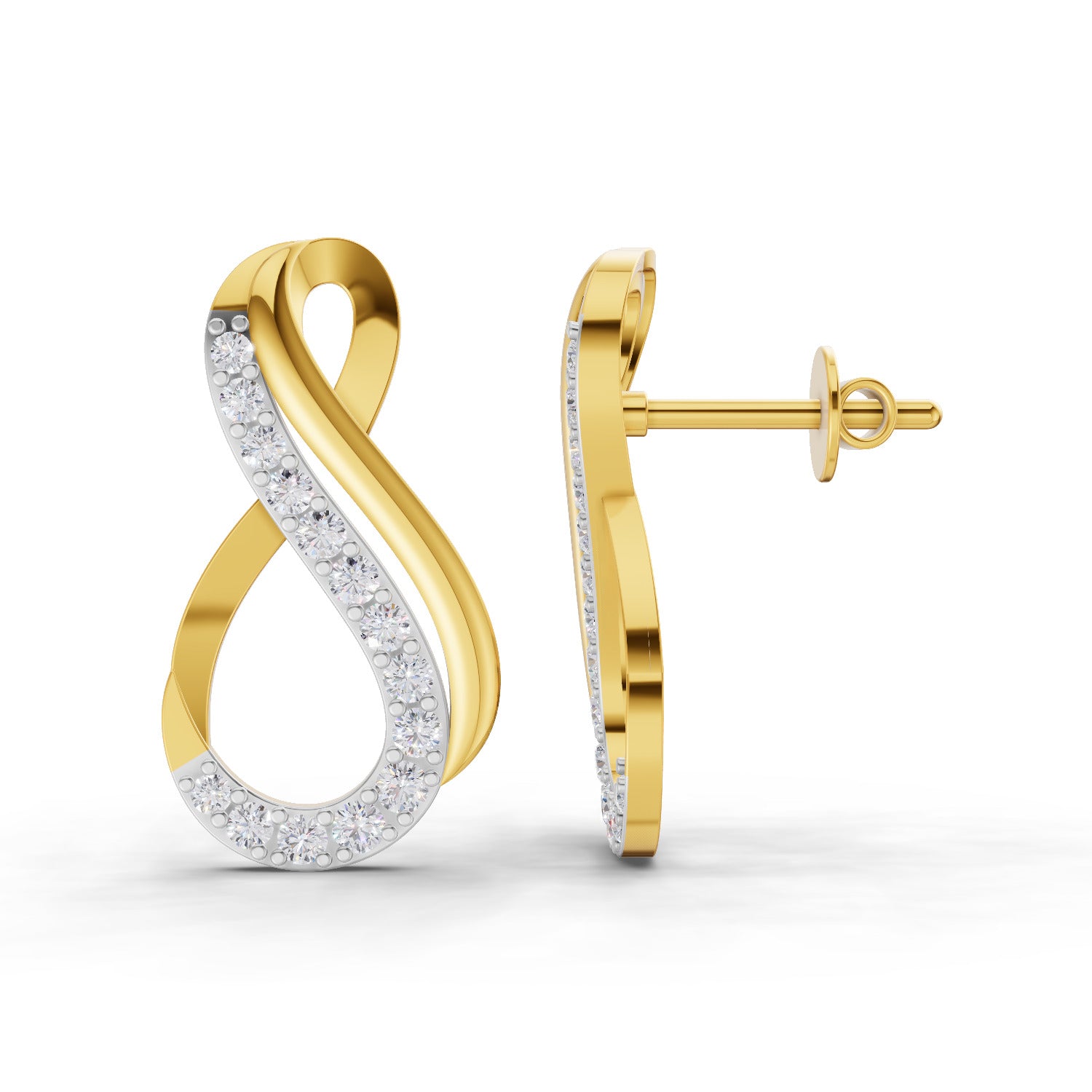 0.61 Carat Round Shape | 925 Sterling Silver Gold Plated Infinity Earrings