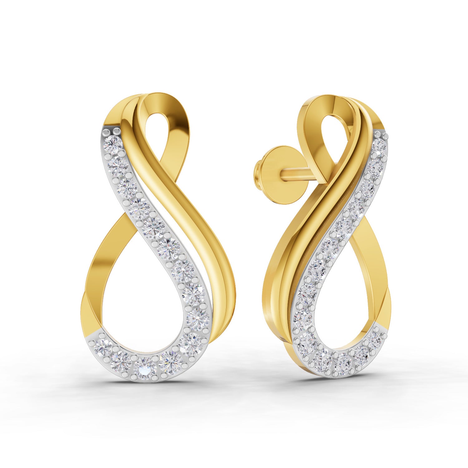 0.61 Carat Round Shape | 925 Sterling Silver Gold Plated Infinity Earrings