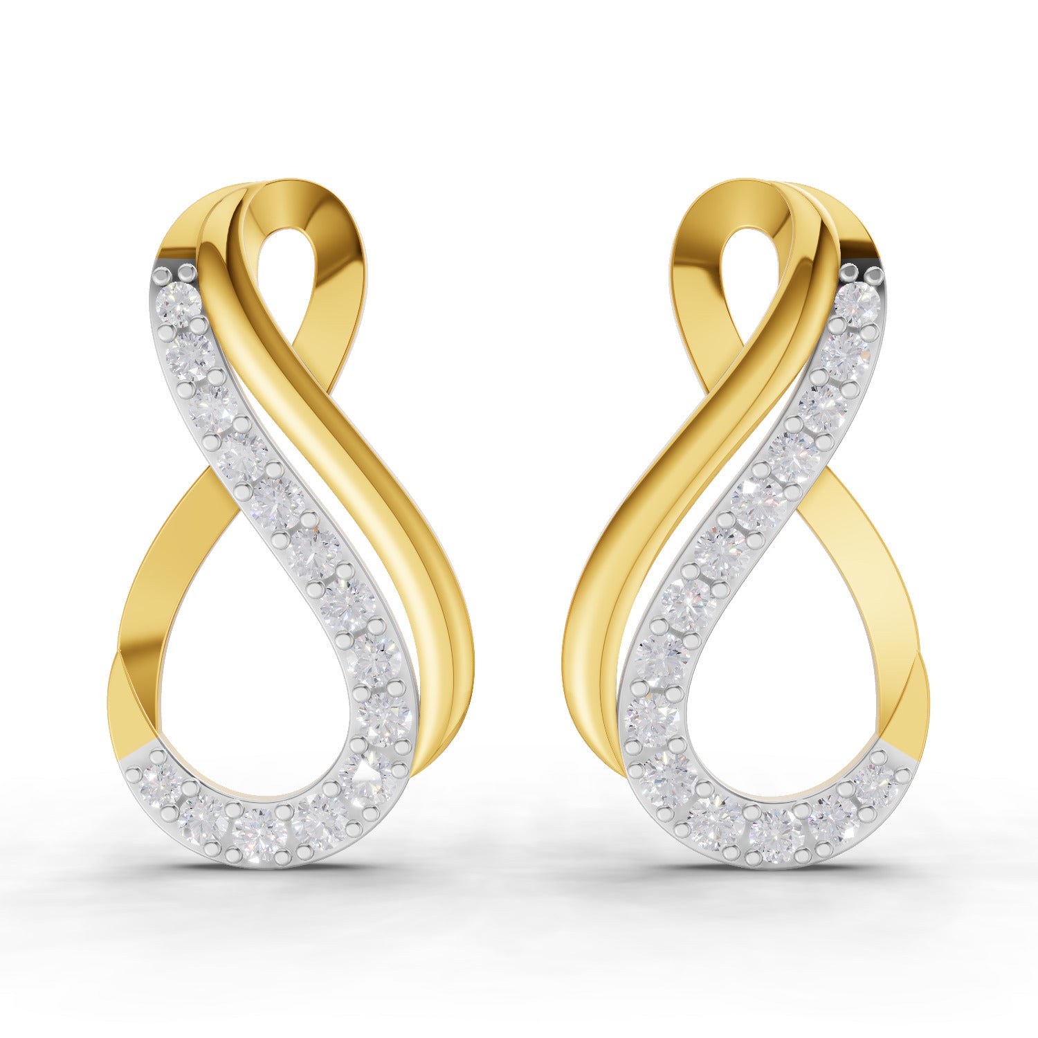 0.61 Carat Round Shape | 925 Sterling Silver Gold Plated Infinity Earrings