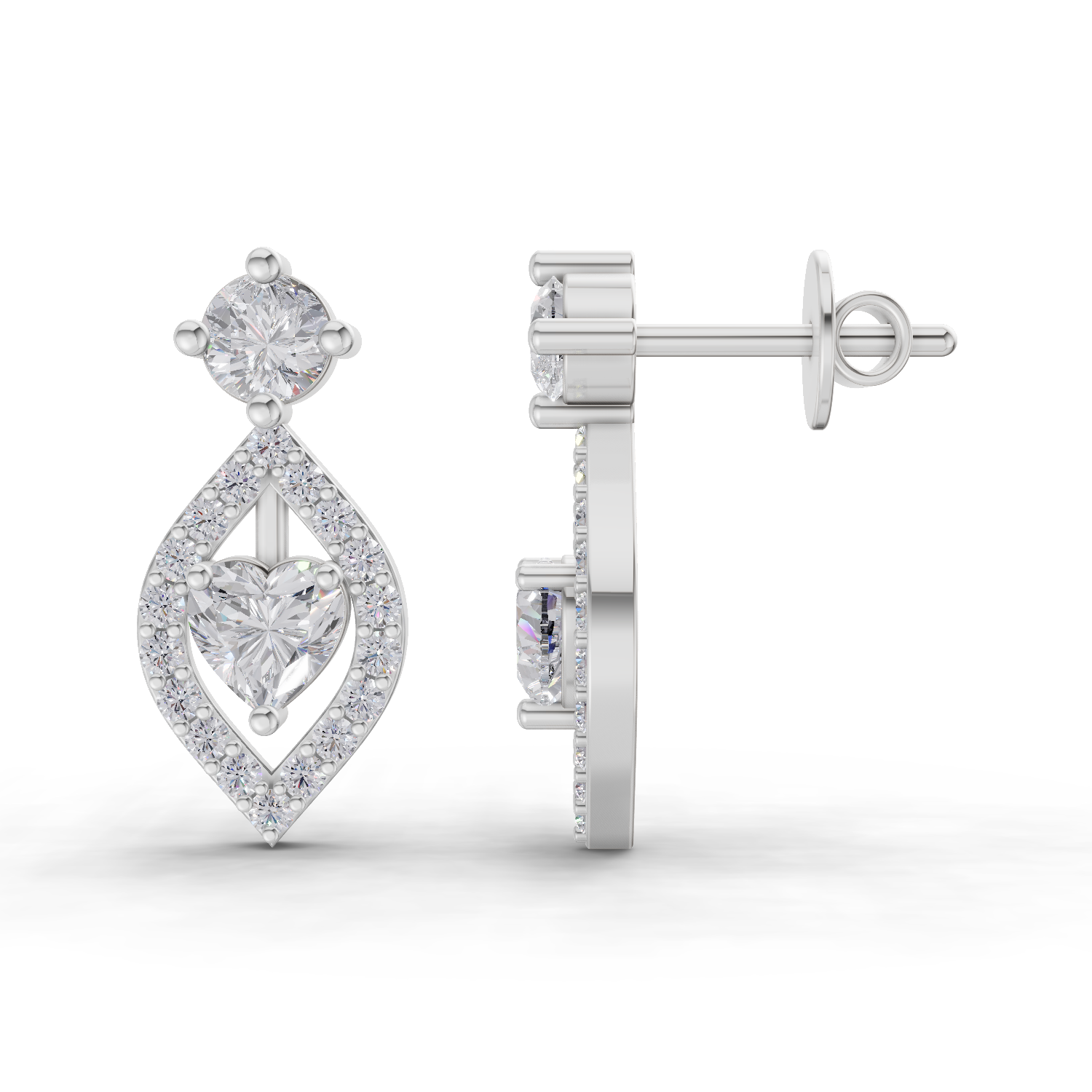 1.34 Carat Hearts in Halo Lab Diamond Earrings | 14K White Gold