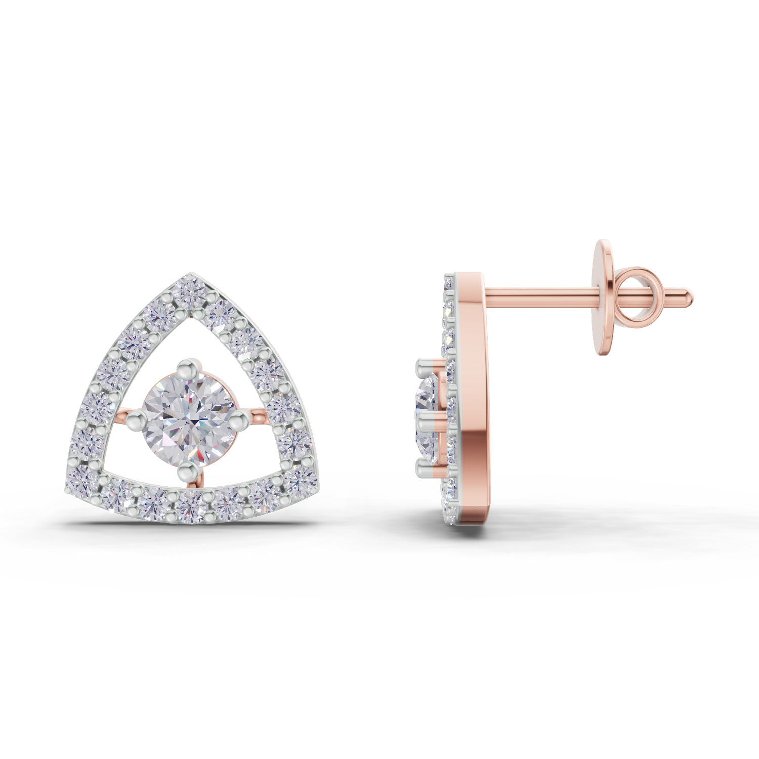 1.2 Carat Triane Lab Diamond Studs Earrings | 14K Rose Gold