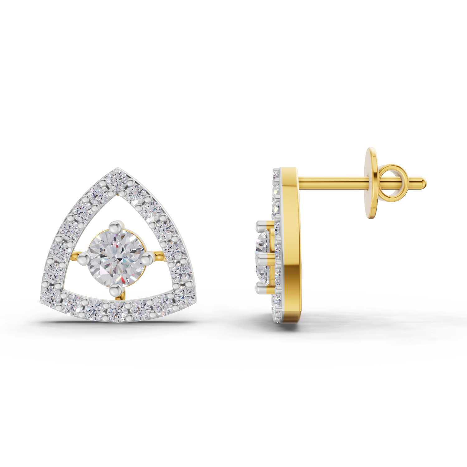 1.2 Carat Triane Lab Diamond Studs Earrings | 14K Yellow Gold