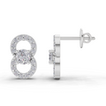 0.81 Carat Infinity Halo Solitaire Lab Diamond Studs Earrings | 14K White Gold