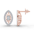 0.91 Carat Emerald Halo Grace Lab Diamond Earrings | 14K Rose Gold