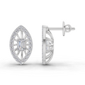 0.91 Carat Emerald Halo Grace Lab Diamond Earrings | 14K White Gold