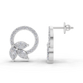 1.74 Carat Marquise Leaf Circle Studs Earrings | 14K White Gold