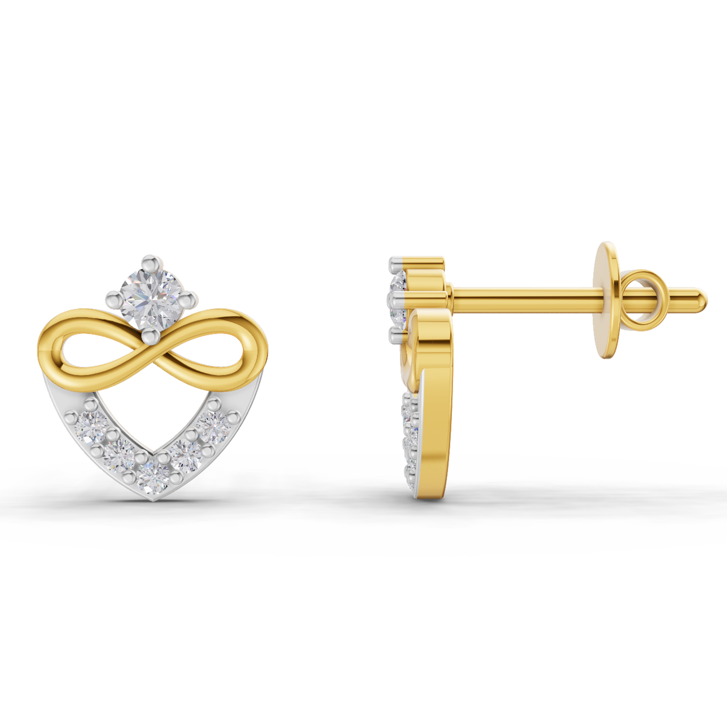 0.19 Carat | 925 Sterling Silver Gold Plated Heart-Knot Diamond Earrings