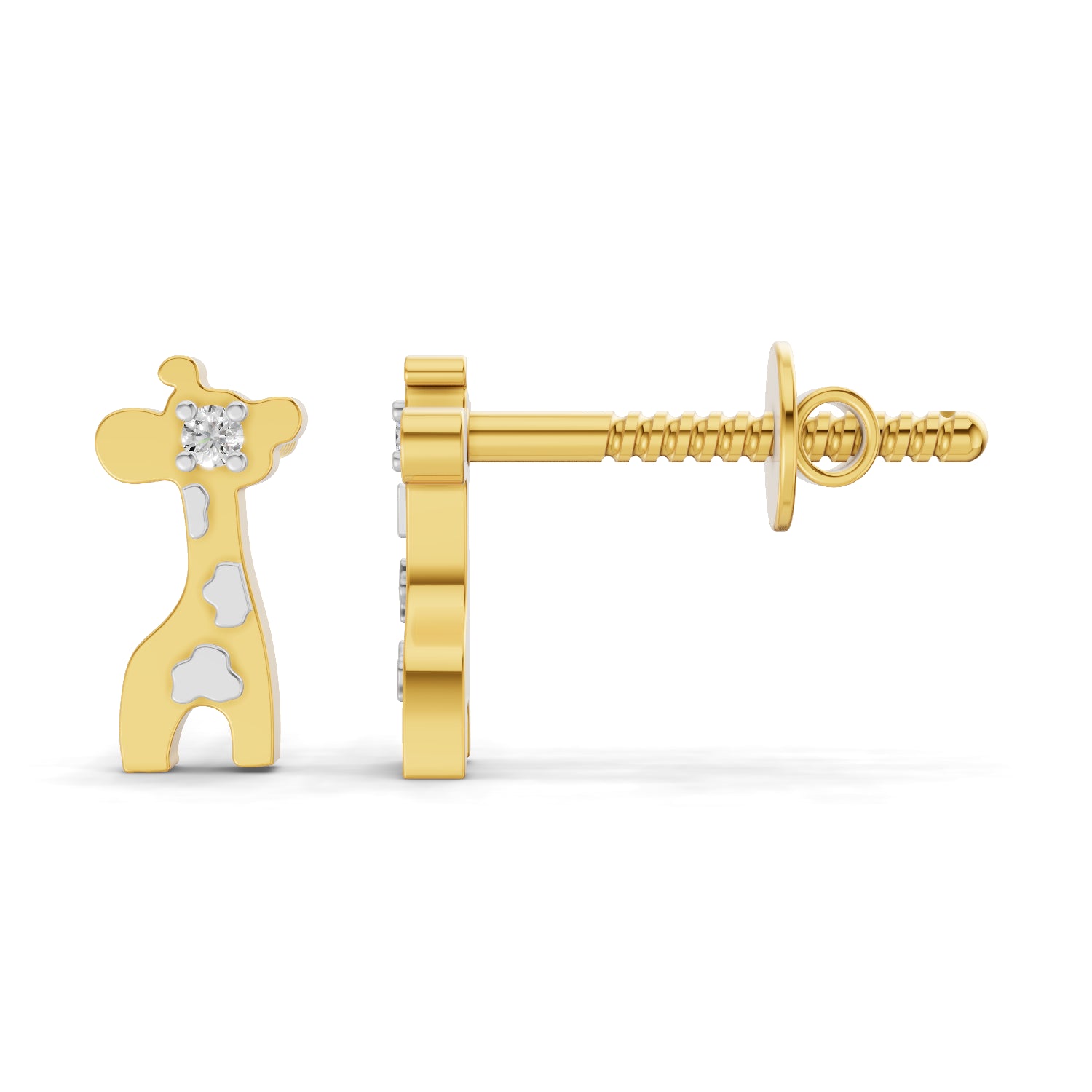 0.02 Carat  | 925 Sterling Silver Yellow Gold Plated Giraffe Earrings