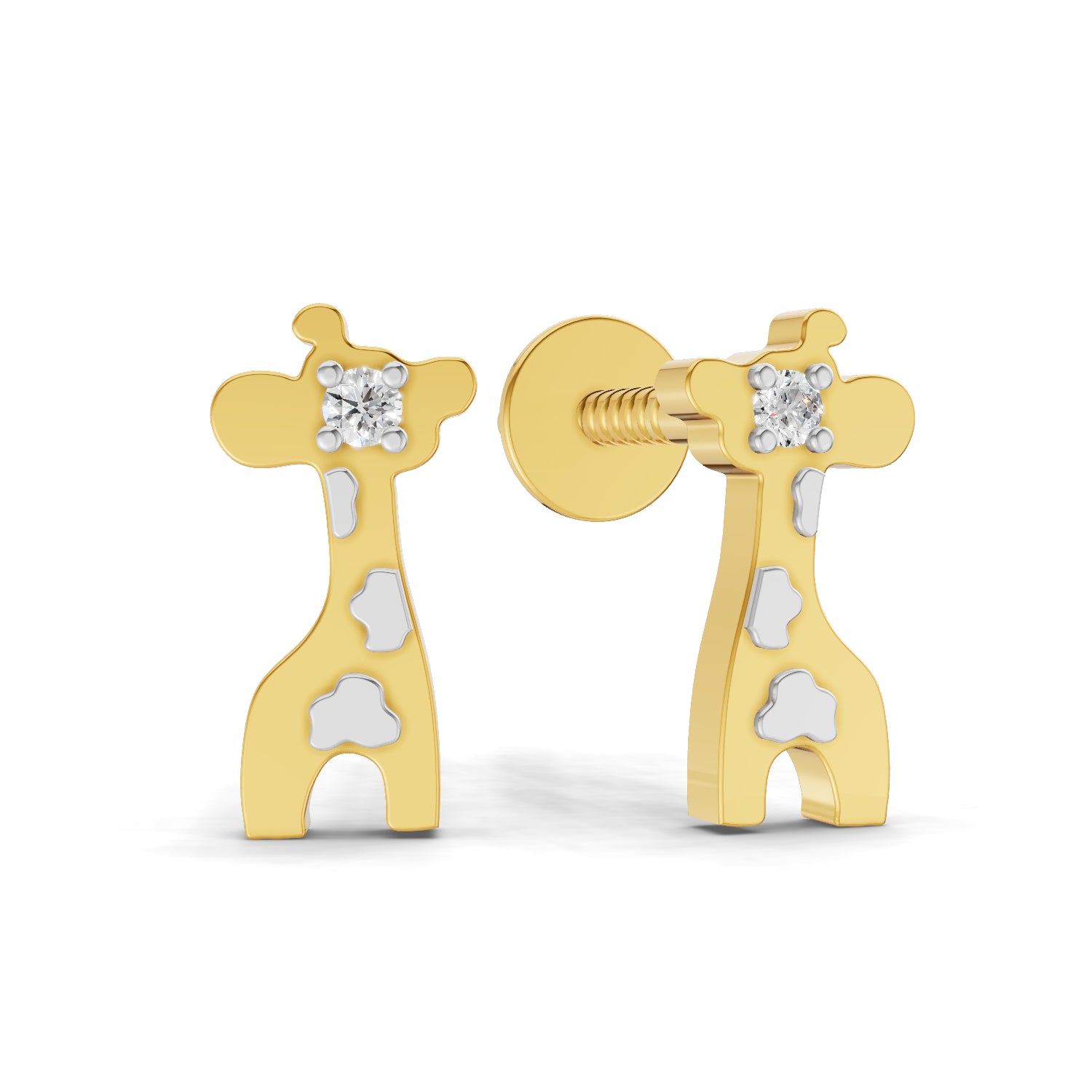 0.02 Carat  | 925 Sterling Silver Yellow Gold Plated Giraffe Earrings