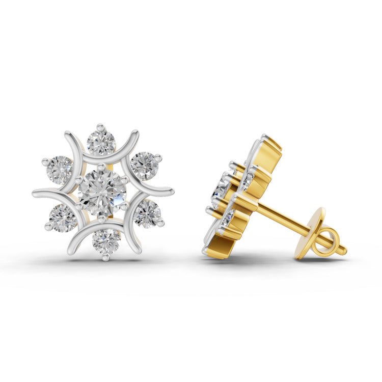 1.73 Ct  Round Cluster Diamond Stud Earrings | 14K Rose Gold