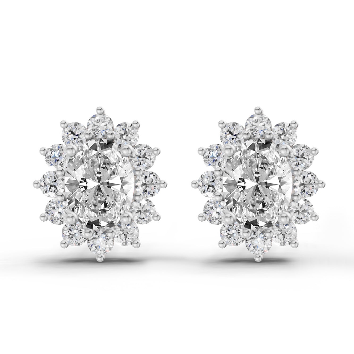 0.95 Ct  Oval Cluster Diamond Stud Earrings | 14K Rose Gold