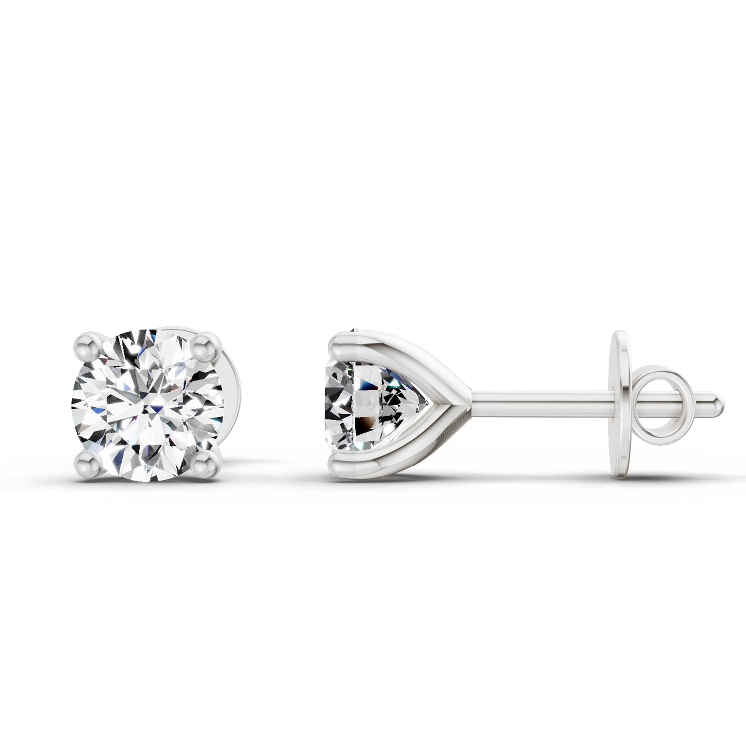 0.5 Ct Round Shape 4 Prong Solitaire Diamond Stud Earrings | 14K Rose Gold