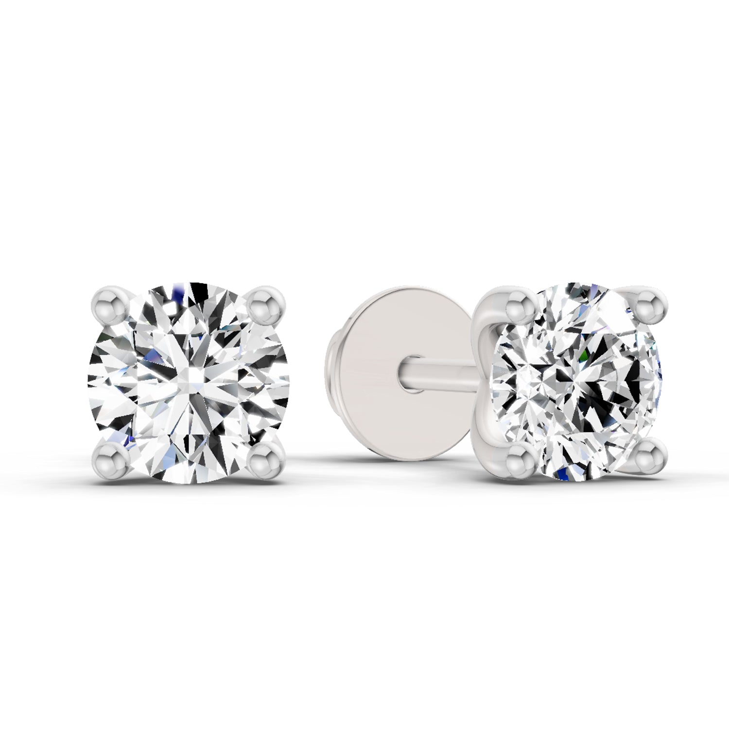 0.5 Ct Round Shape 4 Prong Solitaire Diamond Stud Earrings | 14K Rose Gold