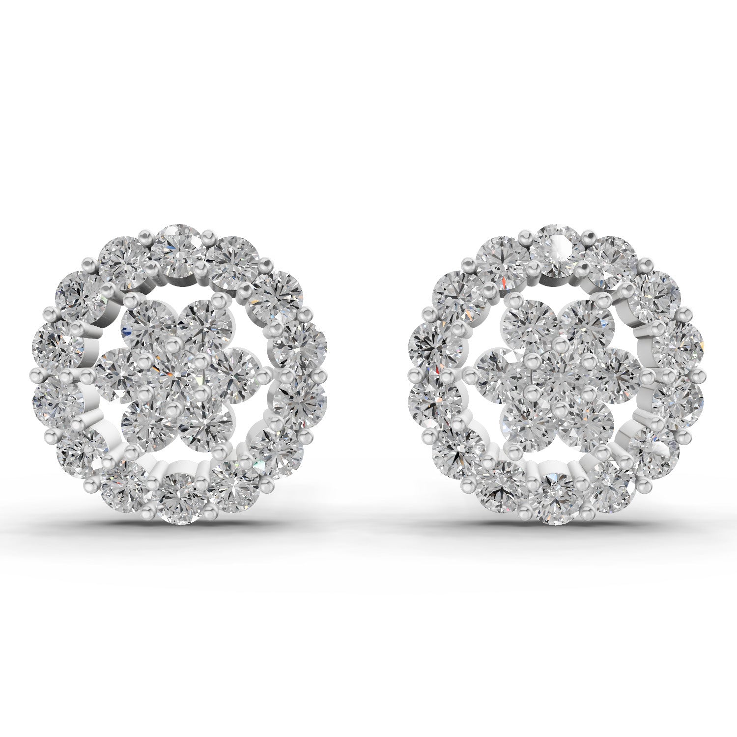 0.67 Ct  Round Shape Floral Cluster Diamond Stud Earrings | 14K Rose Gold