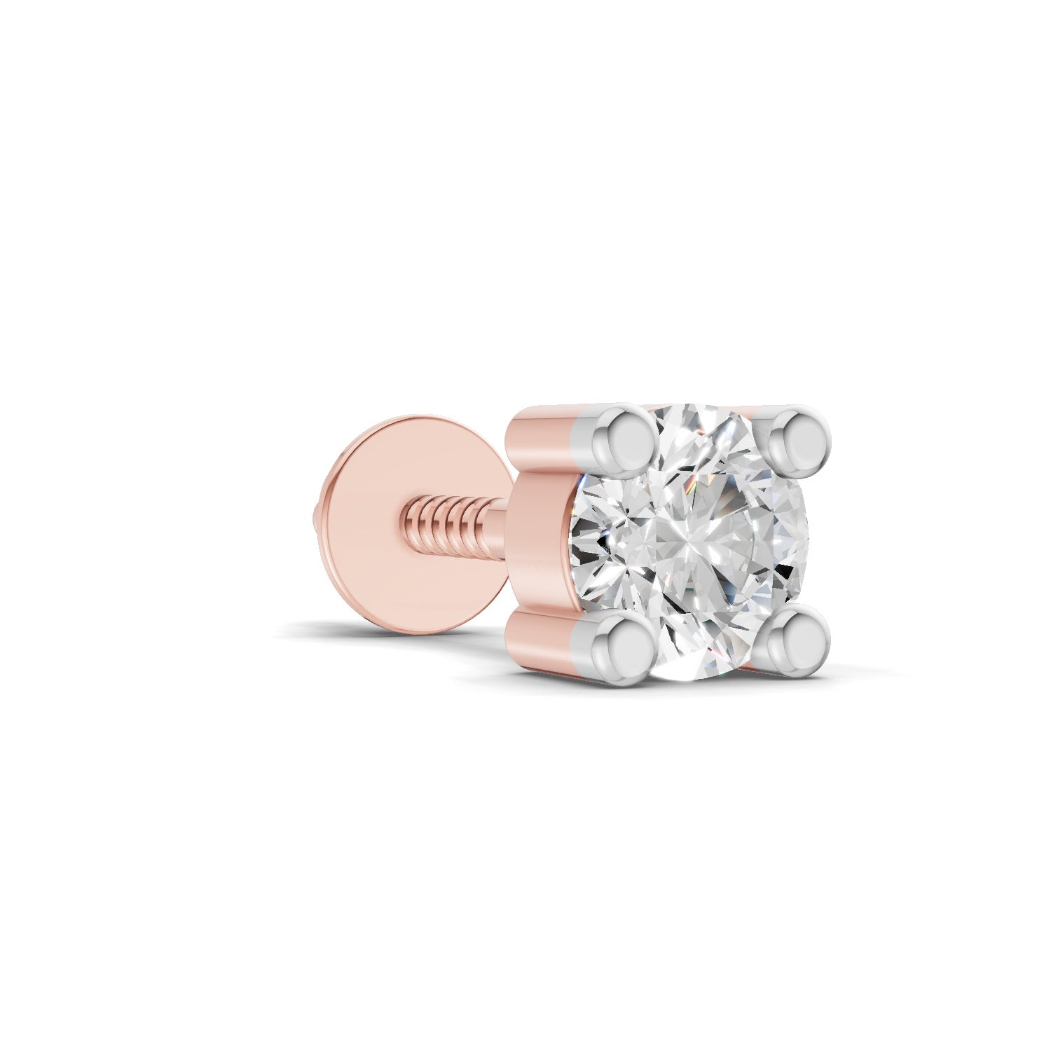 0.2 Carat Round Shape Solitaire Men's Stud | 14K Rose Gold