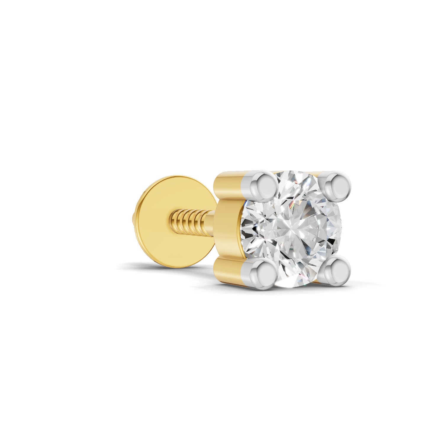 0.3 Carat Round Shape Solitaire Men's Stud | 14K Yellow Gold