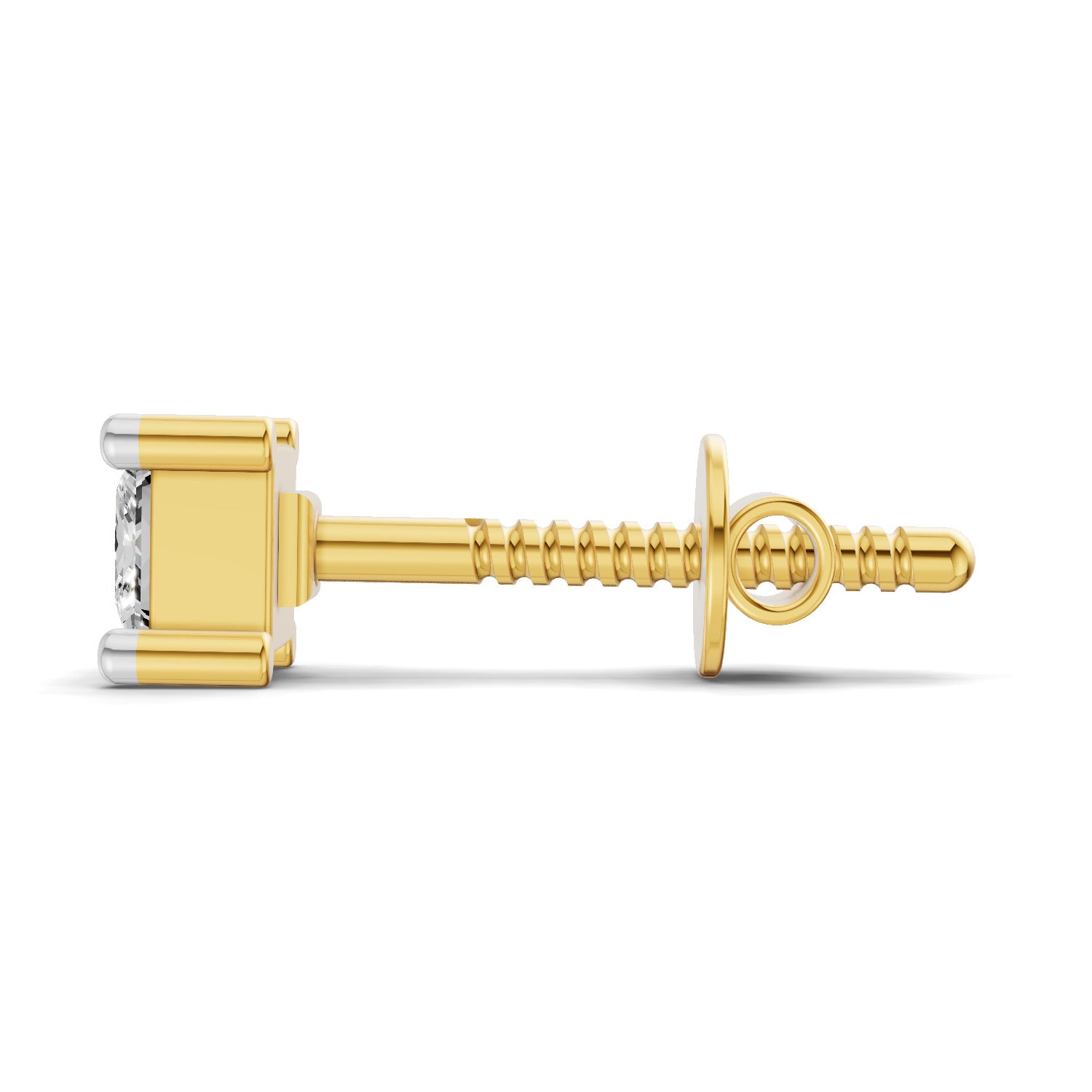 0.2 Carat Princess Shape Solitaire Men's Stud | 14K Yellow Gold