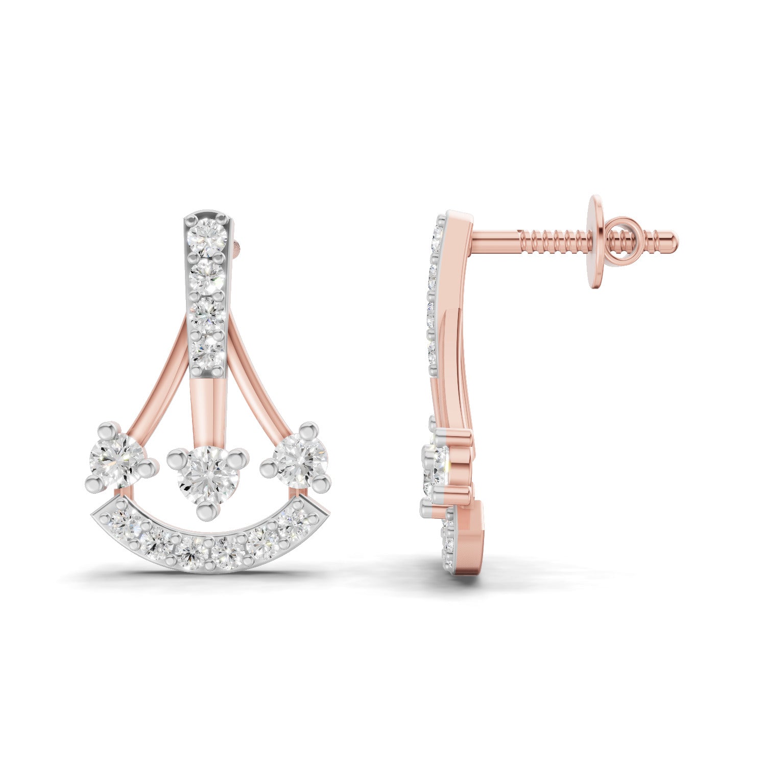 0.46 Carat Trinity Sparkle Earrings for Women | 14K Rose Gold