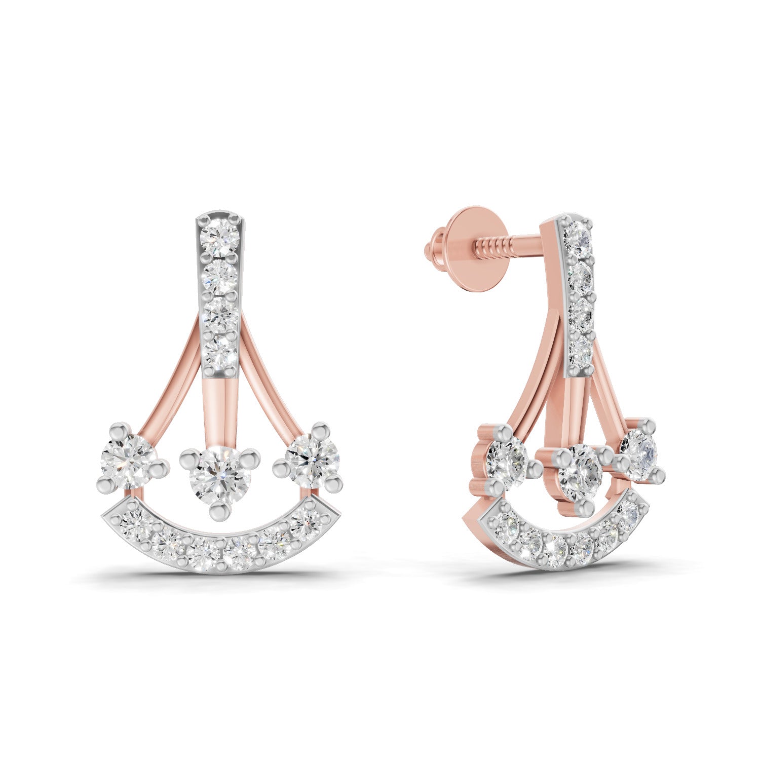 0.46 Carat Trinity Sparkle Earrings for Women | 14K Rose Gold