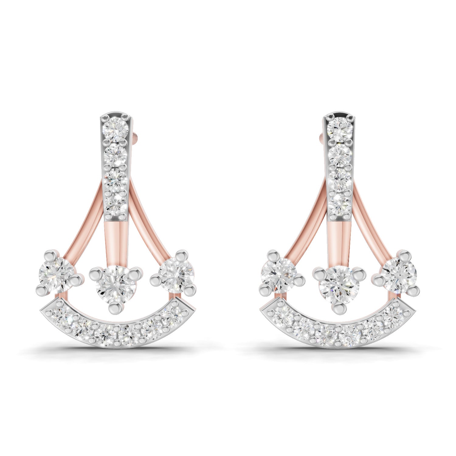 0.46 Carat Trinity Sparkle Earrings for Women | 14K Rose Gold