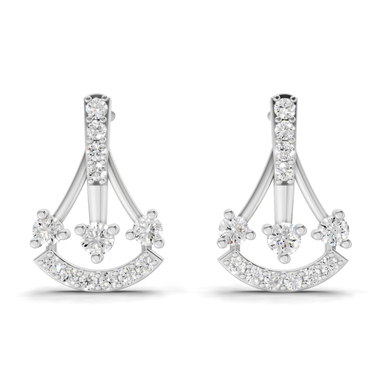 0.46 Carat Trinity Sparkle Earrings for Women | 14K White Gold
