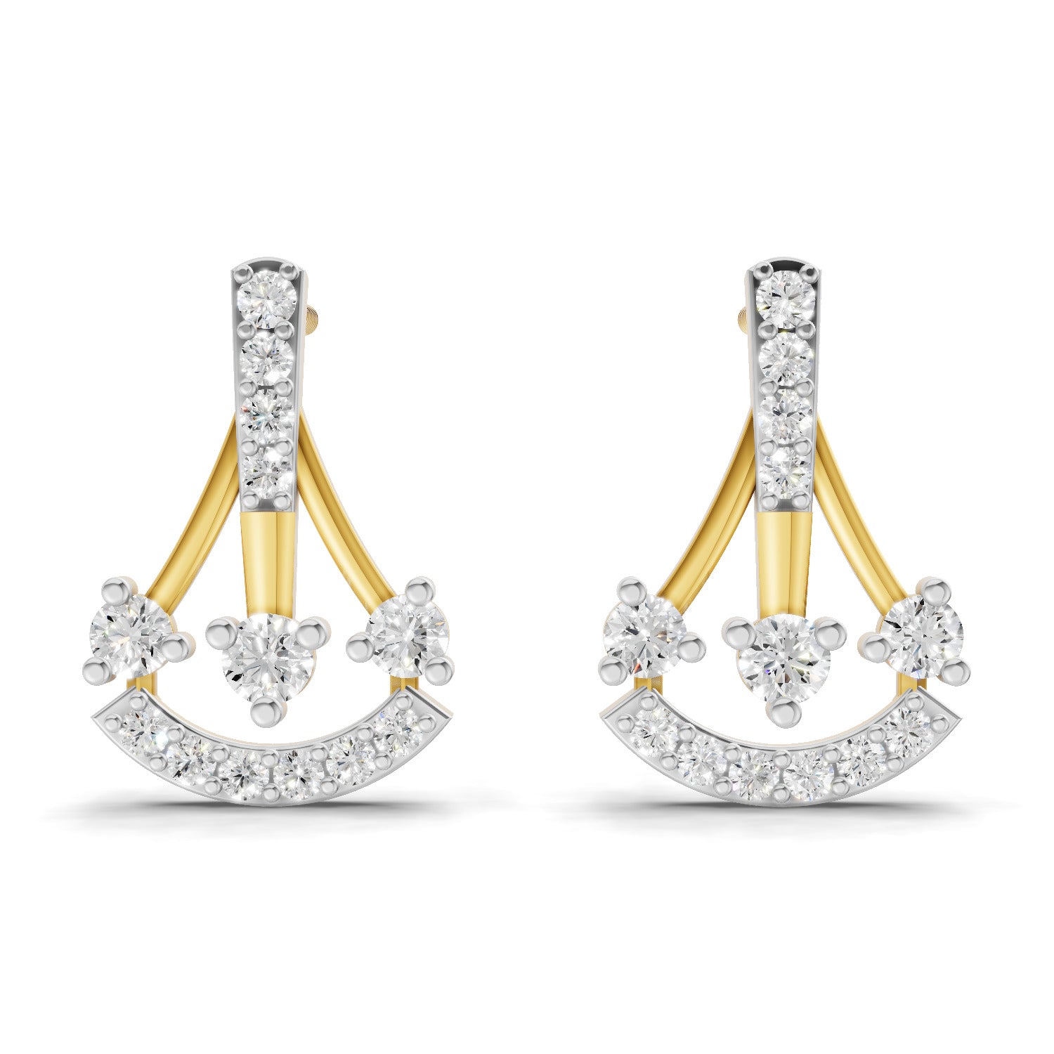 0.46 Carat Trinity Sparkle Earrings for Women | 14K Yellow Gold