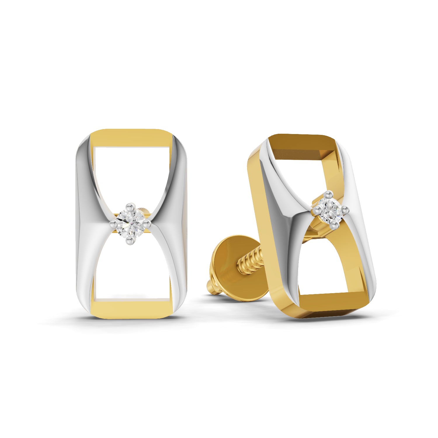 0.02 Carat  | 925 Sterling Silver Yellow Gold Plated Fashion Earrings