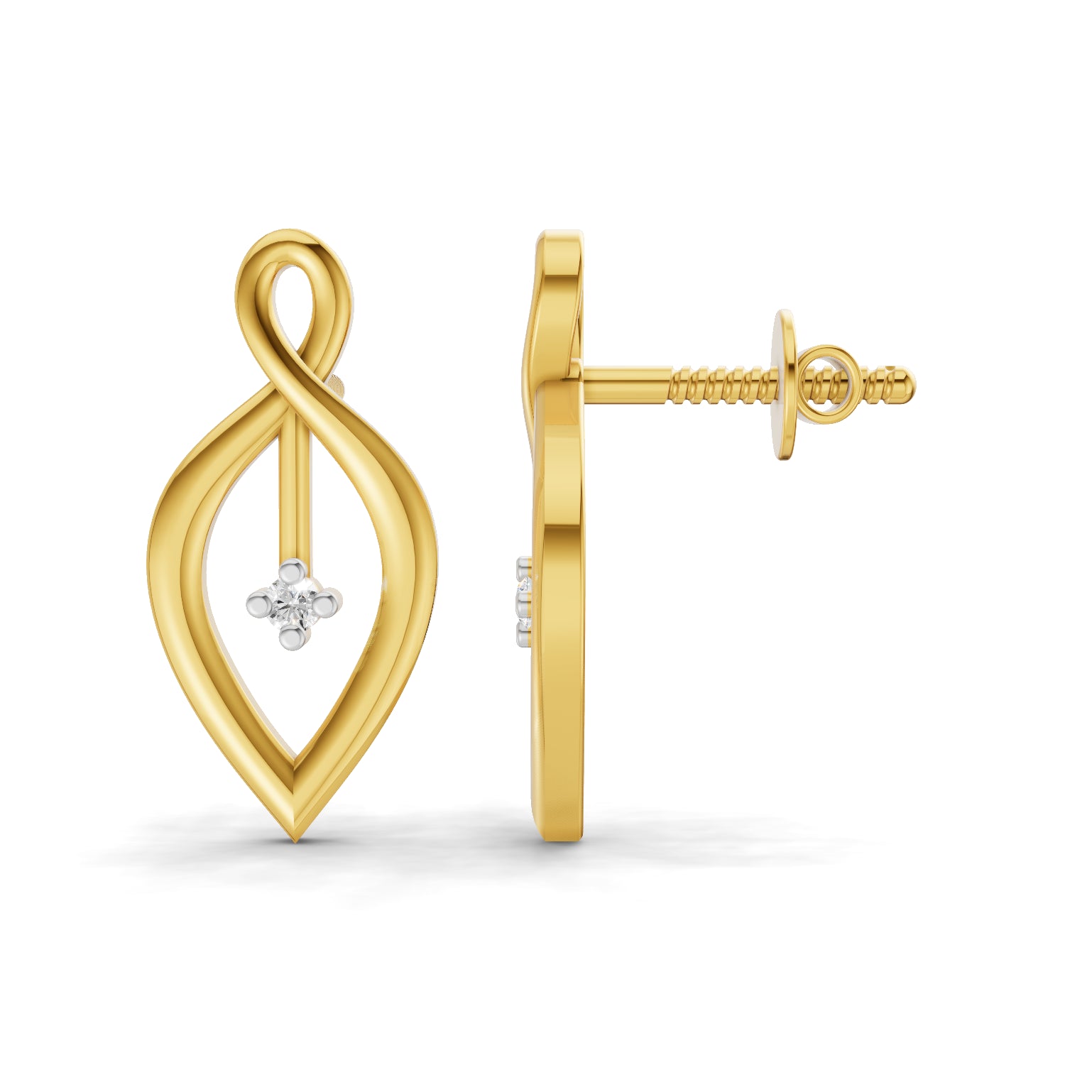 0.02 Carat  | 925 Sterling Silver Yellow Gold Plated Infinity Flame Earrings