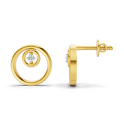 0.02 Carat  | 925 Sterling Silver Yellow Gold Plated Open Circle Stud Earrings